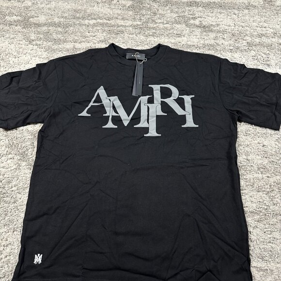 AMIRI Other - Amiri Staggered Logo Black Grey Mens Size Large T-Shirt